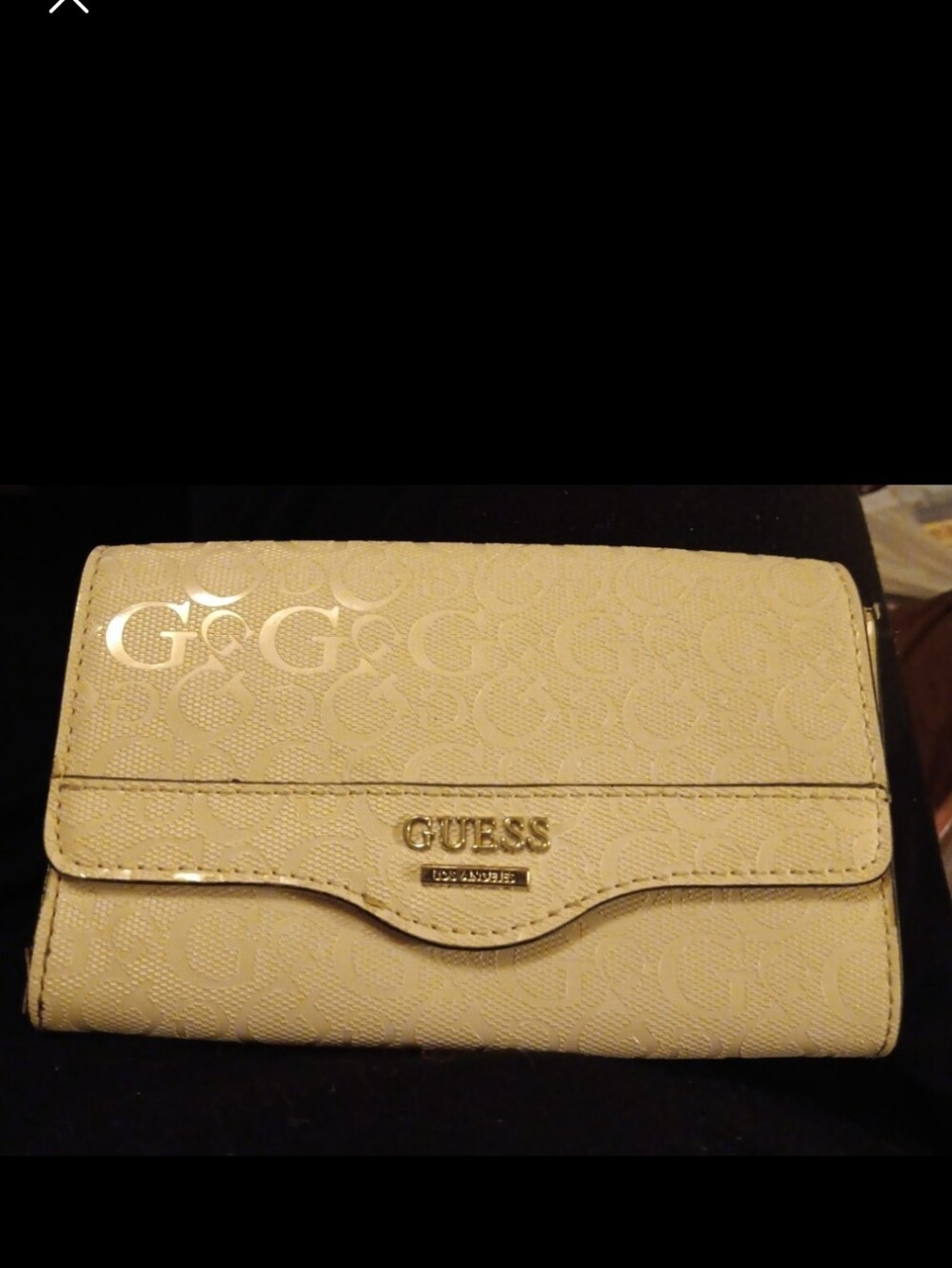 GUESS beige button closure wallet